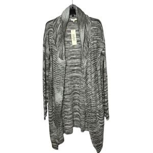 ODDY Women's Gray Long Open Front Loose Knit Cardigan New Size Small Medium